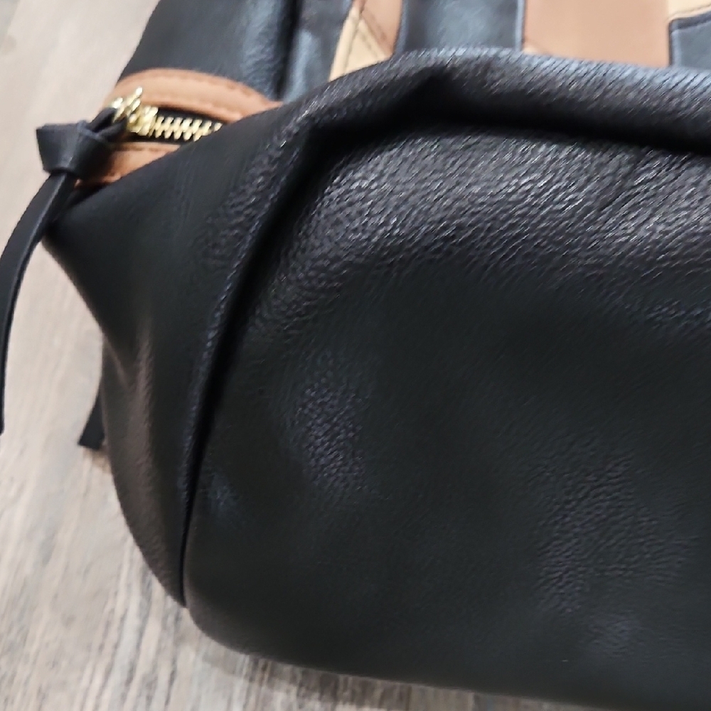 Steve Madden Leather Black and Tan Women's Backpack - Picture 10 of 12
